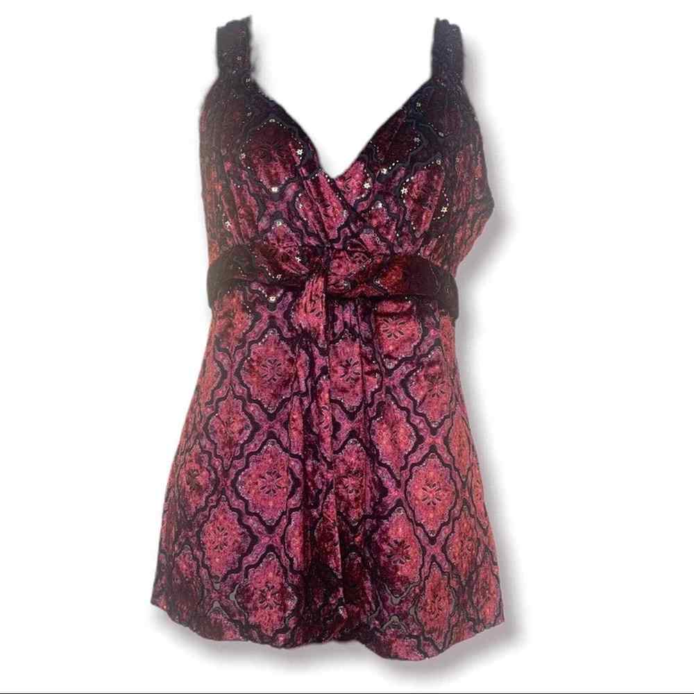 Apt 9 Large Women’s Sleeveless Velvet Tank Top Shirt L Retro Spaghetti Strap